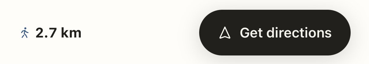 The bottom bar of a place page: 2.7 km, and a Get directions button