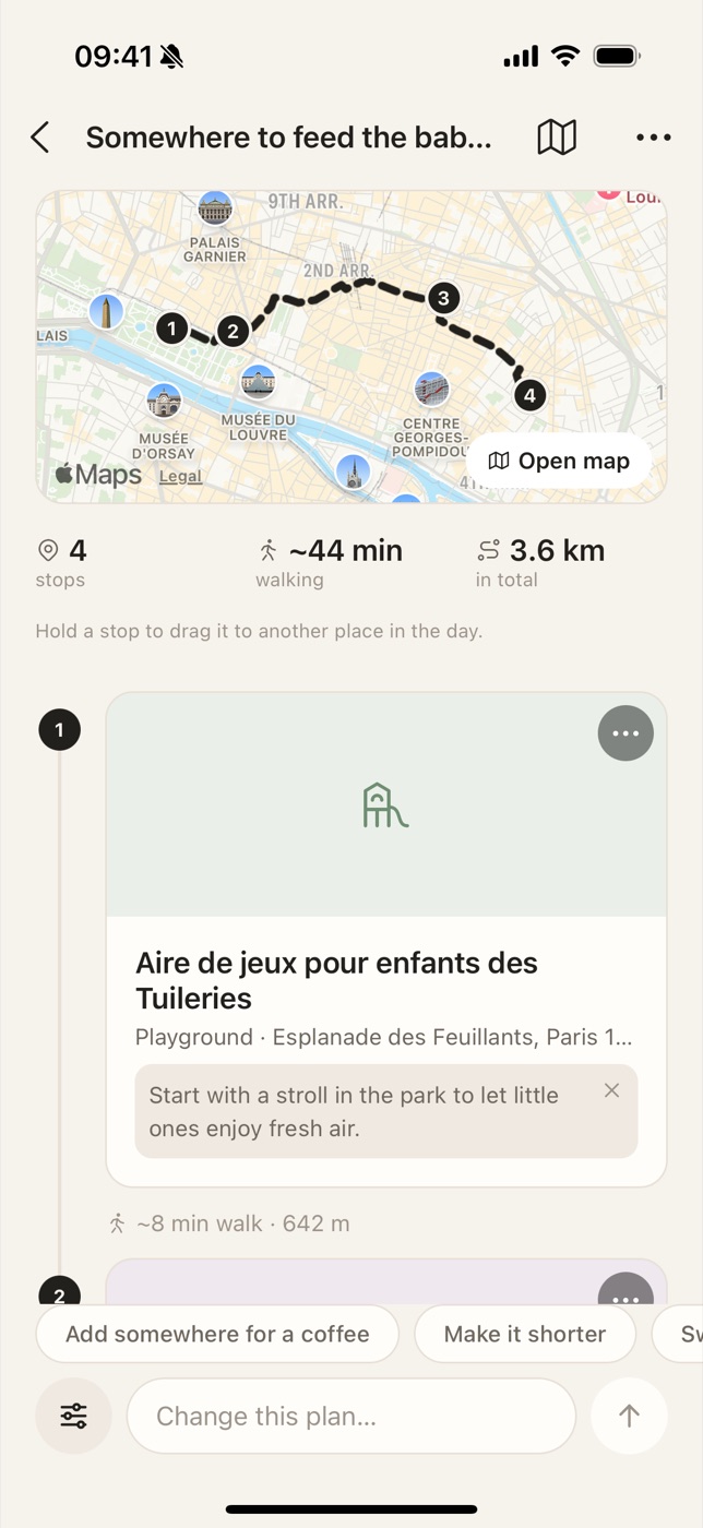 A plan for feeding the baby then a coffee in Paris: 4 stops, starting at the Tuileries playground